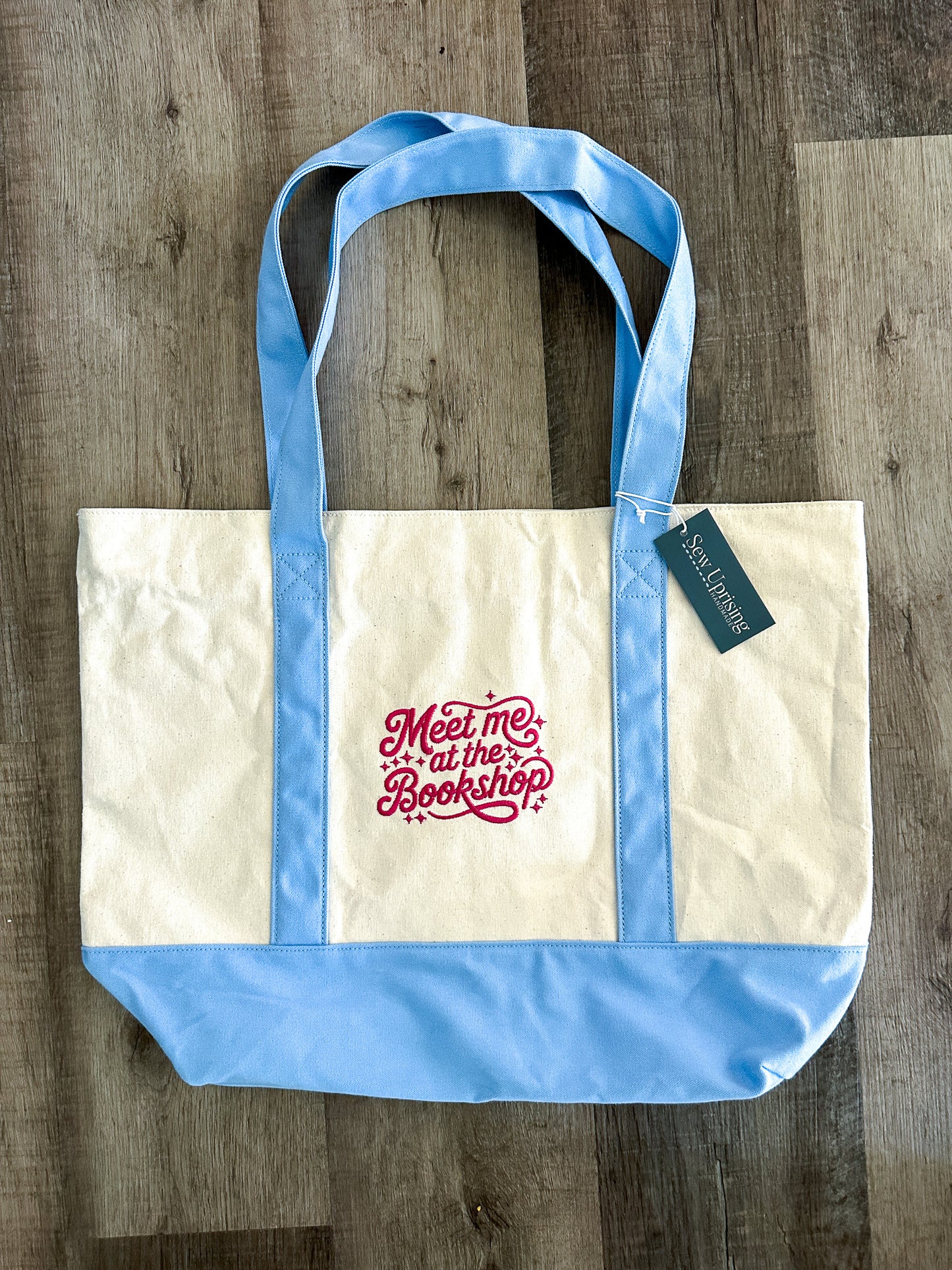 MEET ME AT THE BOOKSHOP EMBROIDERED BOOK TOTE