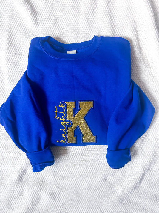 Glitter Knights School Spirit  Embroidered Sweatshirt