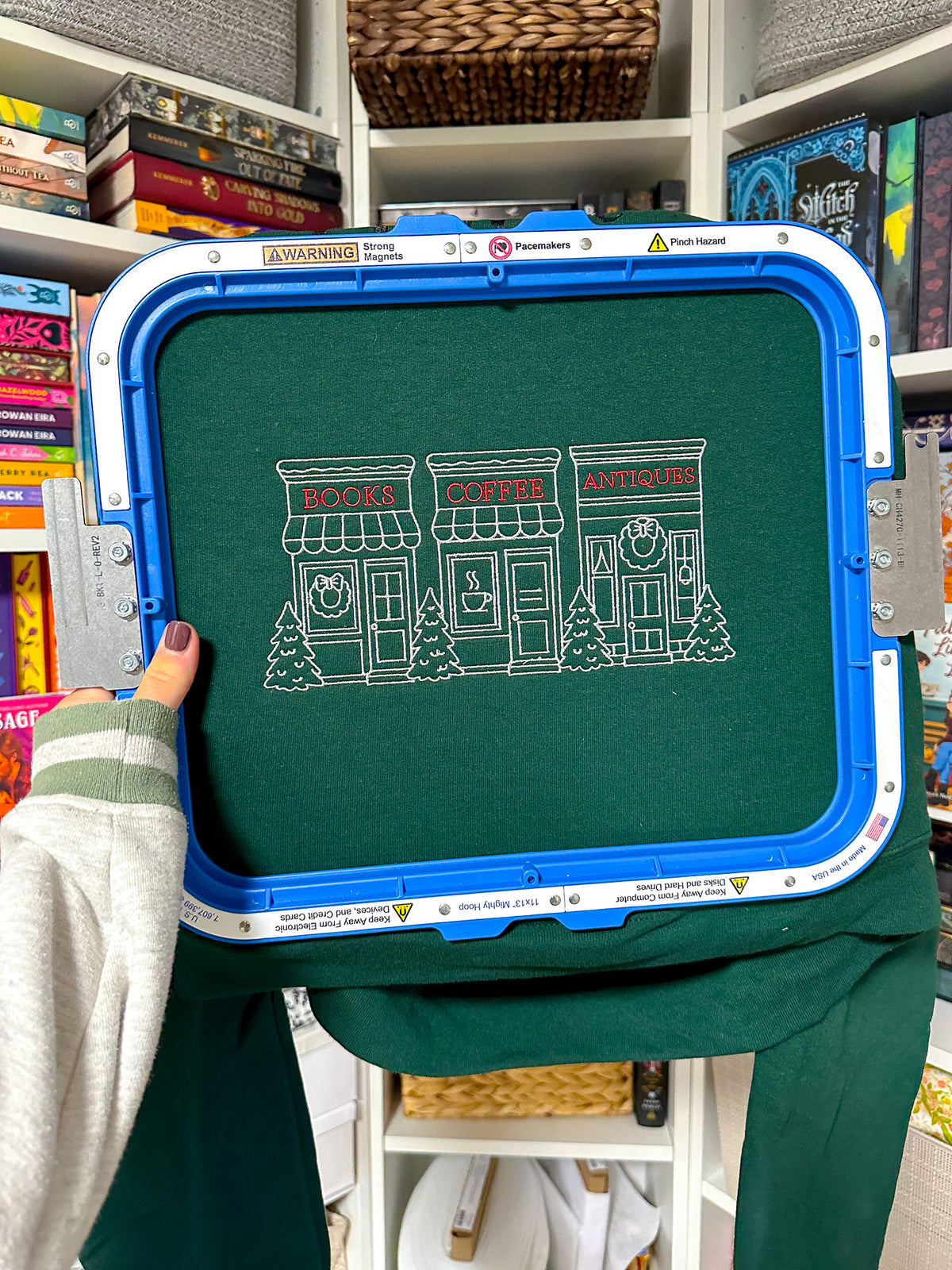Books Coffee Antiques Sweatshirt | Embroidered Fall Crewneck