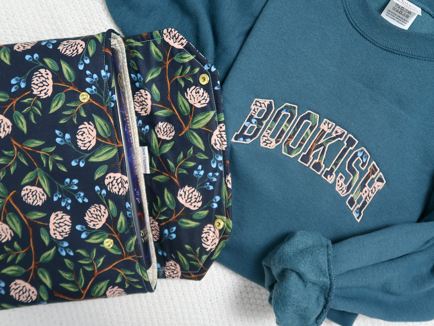 **Pre-order** "Bookish" Wildwood Peony Night Edition APPLIQUÉ  Embroidered Sweatshirt