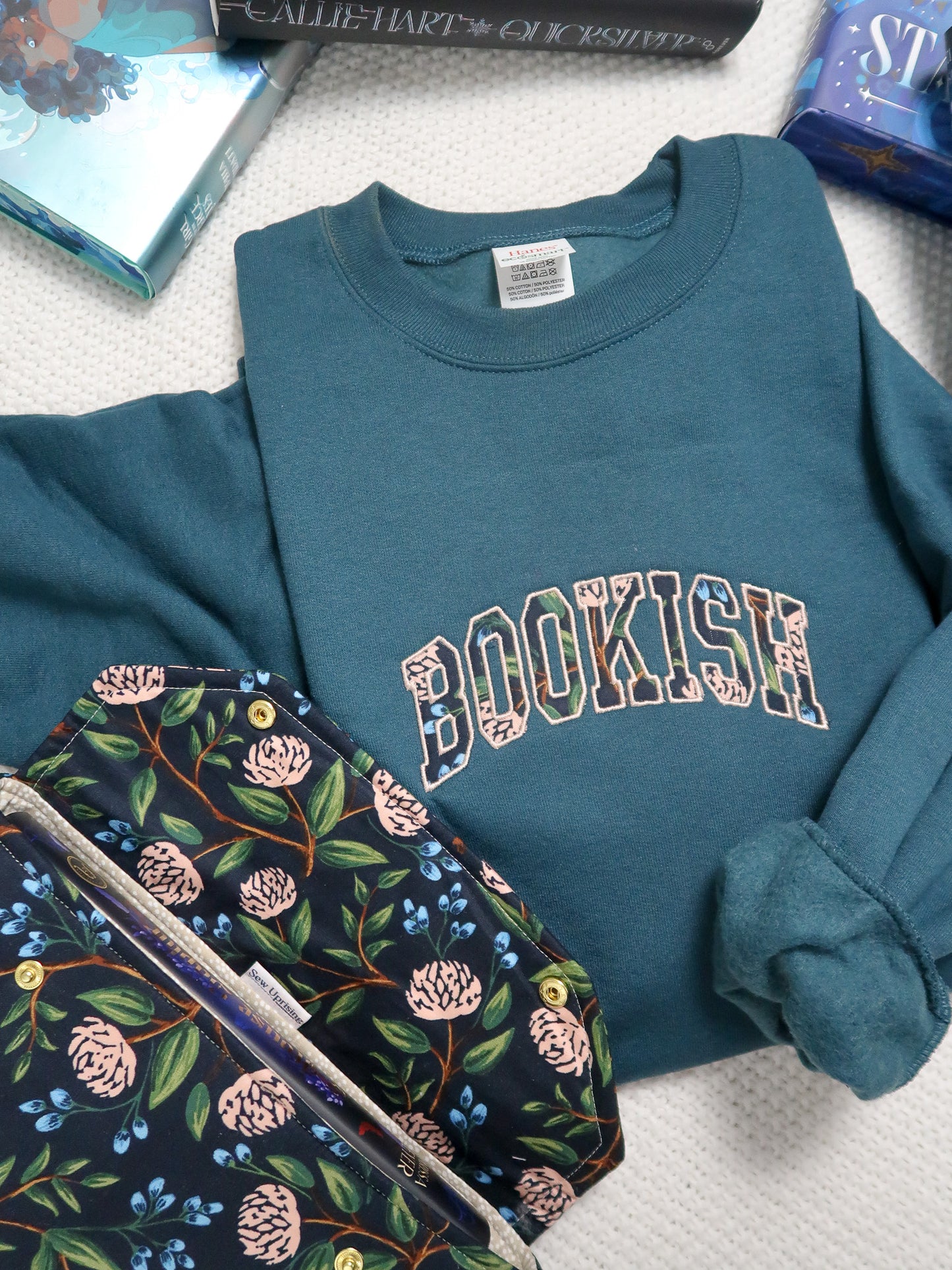 **Pre-order** "Bookish" Wildwood Peony Night Edition APPLIQUÉ  Embroidered Sweatshirt
