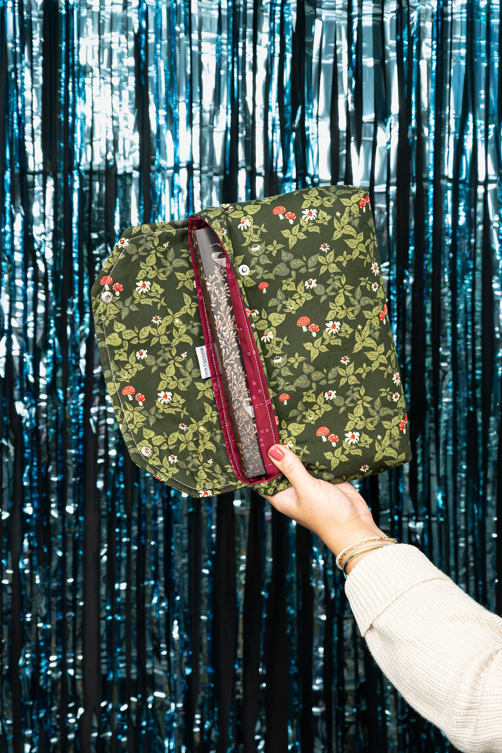 Winter Mushroom Holiday Themed Book and E-Reader Sleeve