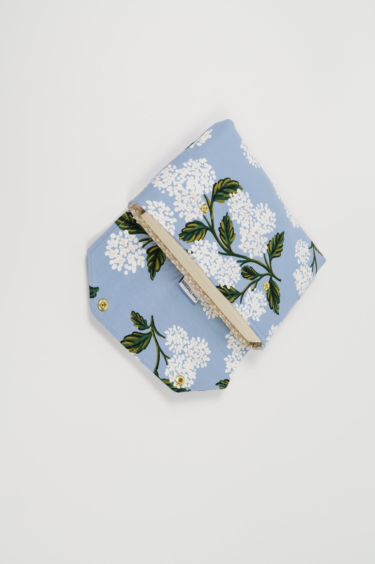 Deluxe Book Sleeve Full cover High End Custom Gift BookTok Spring Floral Designer Rifle Paper Co Fabric Hydrangea Pink Blue