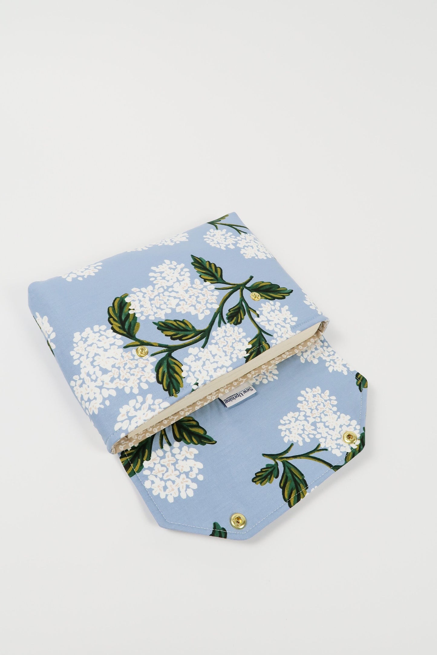 Deluxe Book Sleeve Full cover High End Custom Gift BookTok Spring Floral Designer Rifle Paper Co Fabric Hydrangea Pink Blue