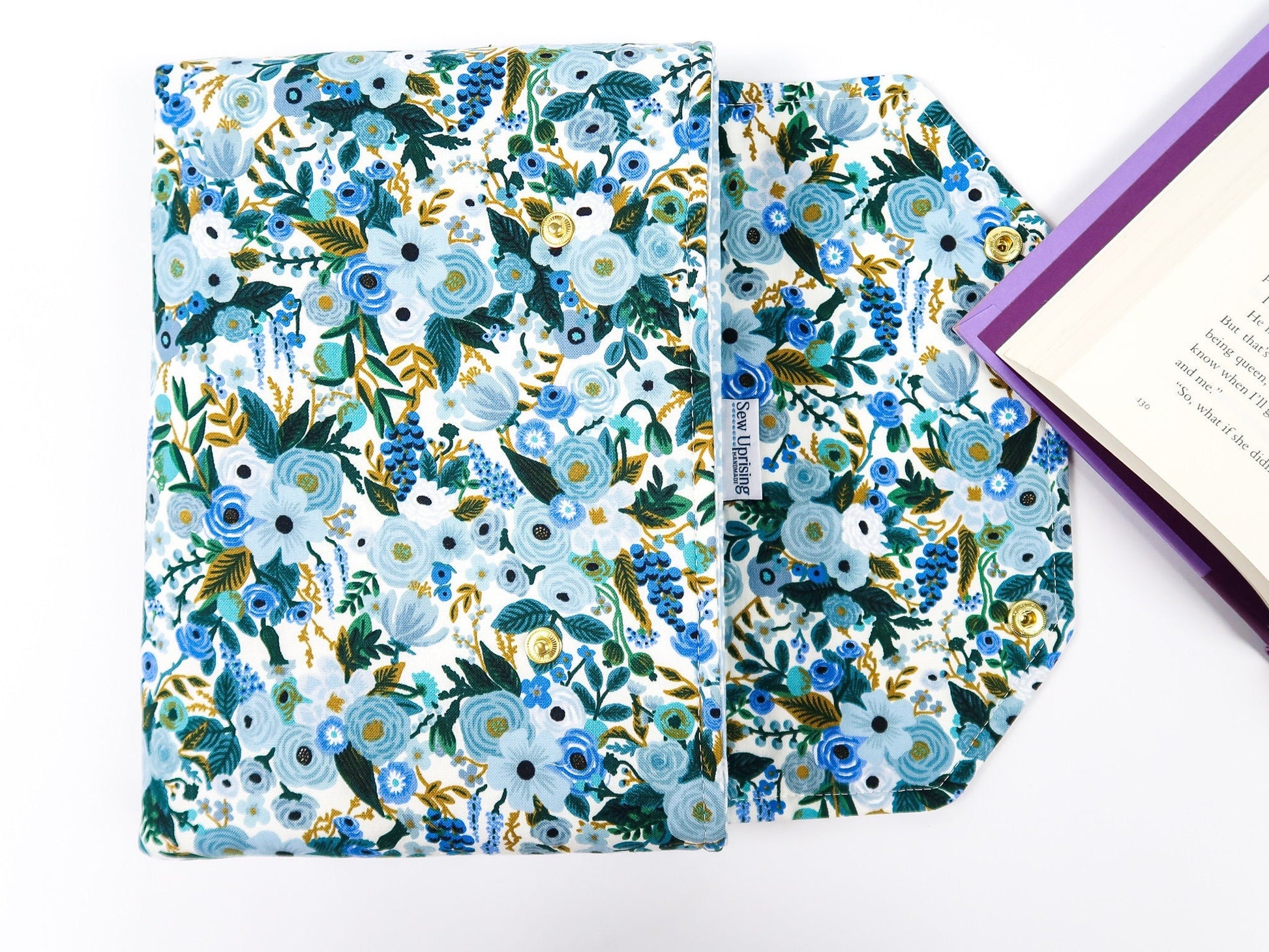 Rifle Paper Co Fabric Garden Party Pink Blue Petite Deluxe Book Sleeve Full cover High End Custom Gift BookTok Spring Floral Designer
