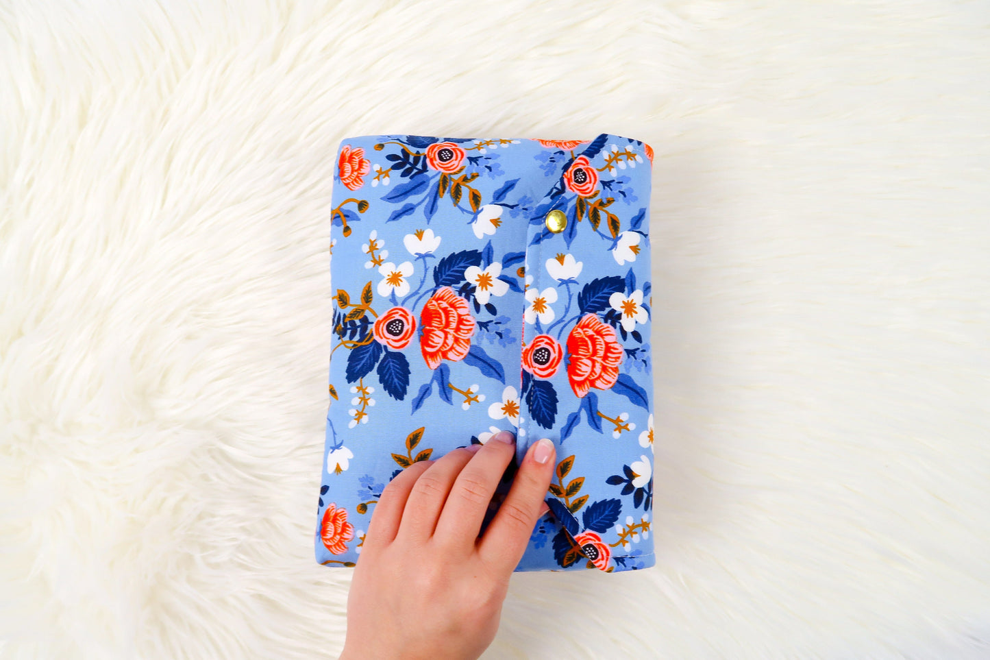 Les Fleurs Rifle Paper Co Fabric Pink Blue Petite Deluxe Book Sleeve Full cover High End Custom Gift BookTok Spring Floral Designer