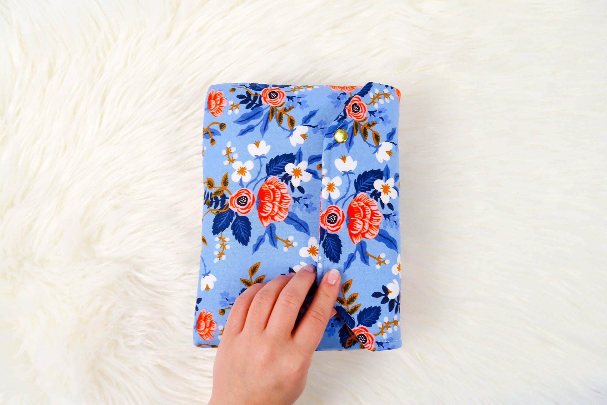 Les Fleurs Rifle Paper Co Fabric Pink Blue Petite Deluxe Book Sleeve Full cover High End Custom Gift BookTok Spring Floral Designer