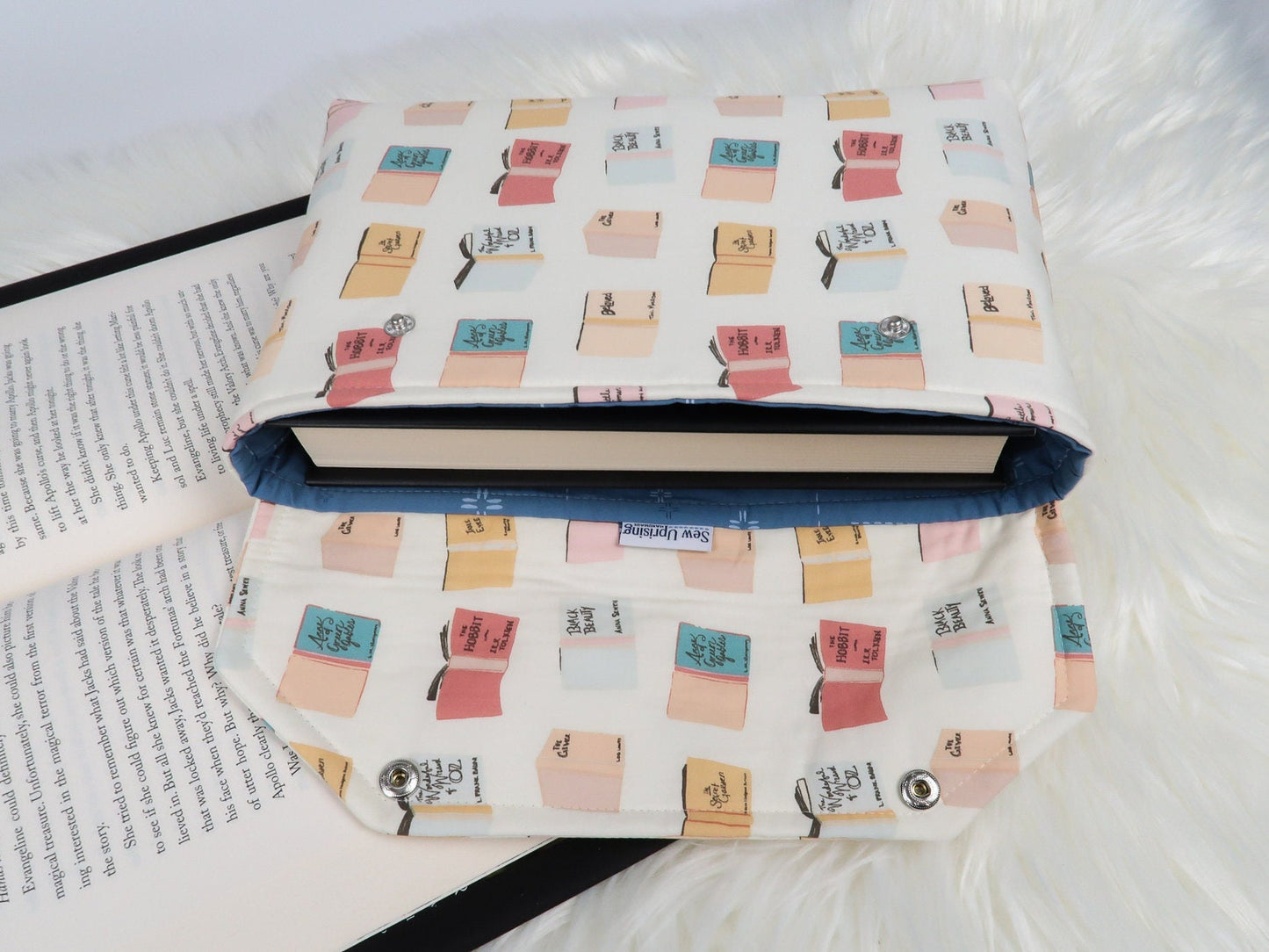 Protective Book Sleeve with Closure, envelope style kindle case with snap closure and machine washable