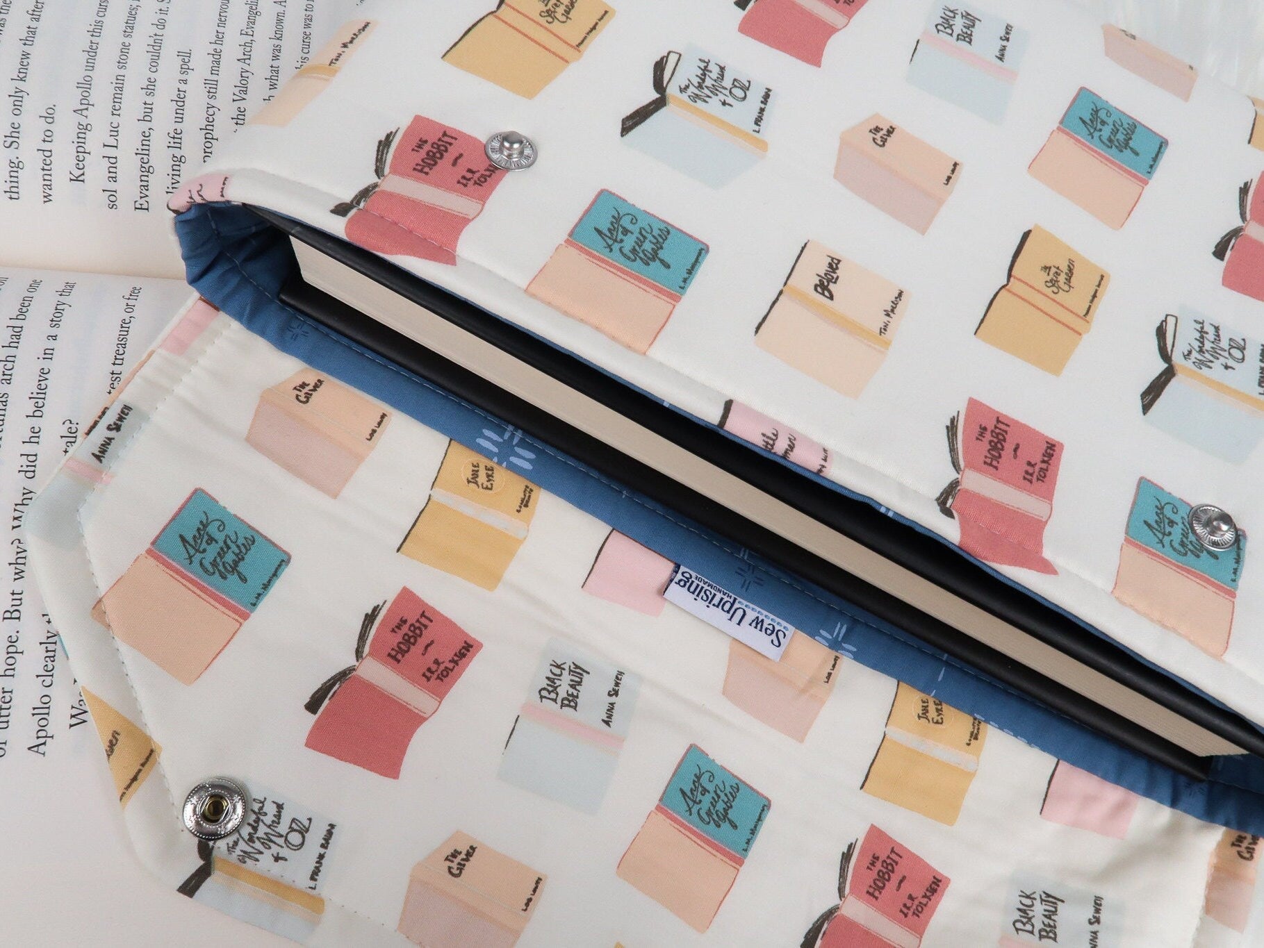 Protective Book Sleeve with Closure, envelope style kindle case with snap closure and machine washable