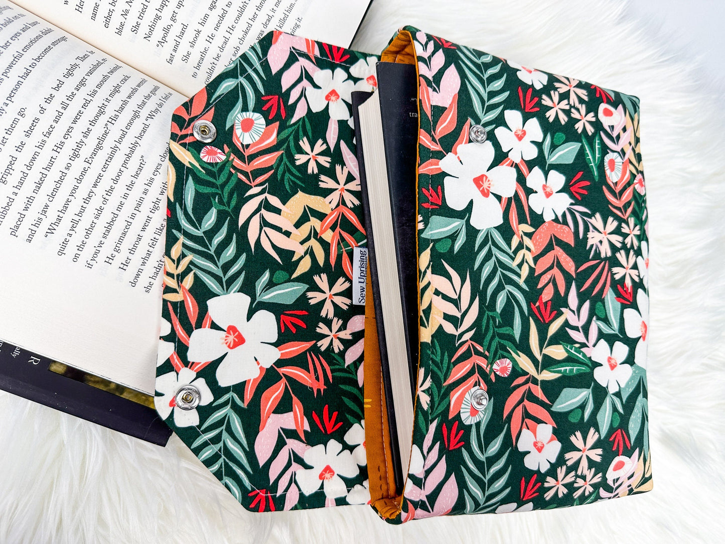 Deluxe Book Sleeve Full cover High End Custom Gift BookTok Kindle Cover Kindle Sleeve Kindle Case Book Accessory Green Spring Floral Gen Z