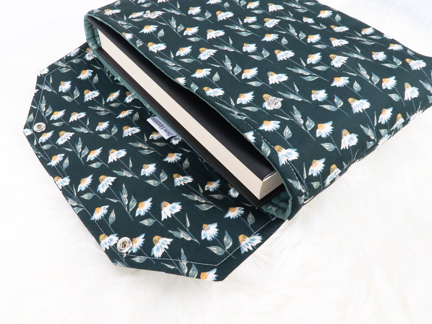 Deluxe Book Sleeve Full cover High End Custom Gift BookTok Kindle Cover Kindle Sleeve Kindle Case Book Accessory Daisy Teal Floral Gen Z