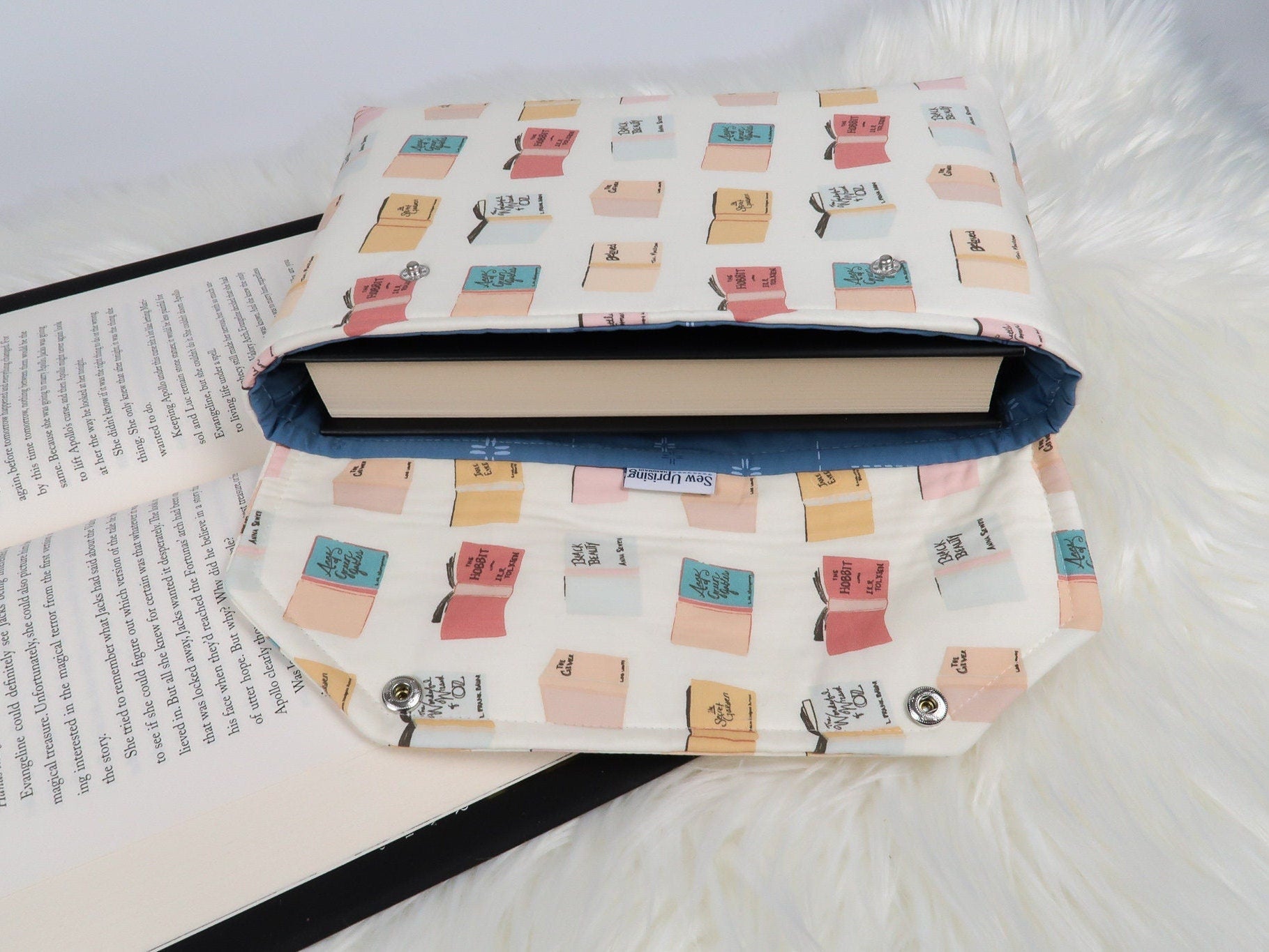 Protective Book Sleeve with Closure, envelope style kindle case with snap closure and machine washable