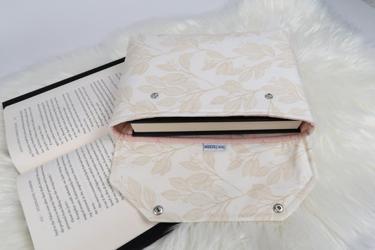 Deluxe Book Sleeve Full cover High End Custom Gift BookTok Kindle Cover Kindle Sleeve Kindle Case Book Accessory Cream Pink Leaf Minimal
