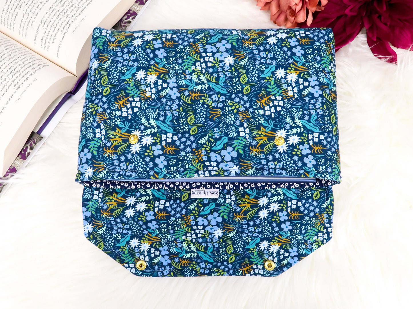 English Garden Meadow Rifle Paper Co Fabric Pink Blue Petite Deluxe Book Sleeve Full cover High End Custom Gift BookTok Floral Designer