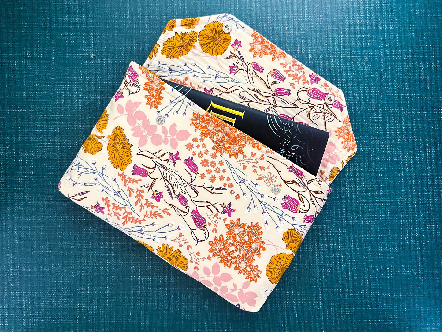 Envelope Book Sleeve with Closure Deluxe Book Sleeve Full cover High End Custom Gift BookTok Floral Designer Cream Bluebell Protective book