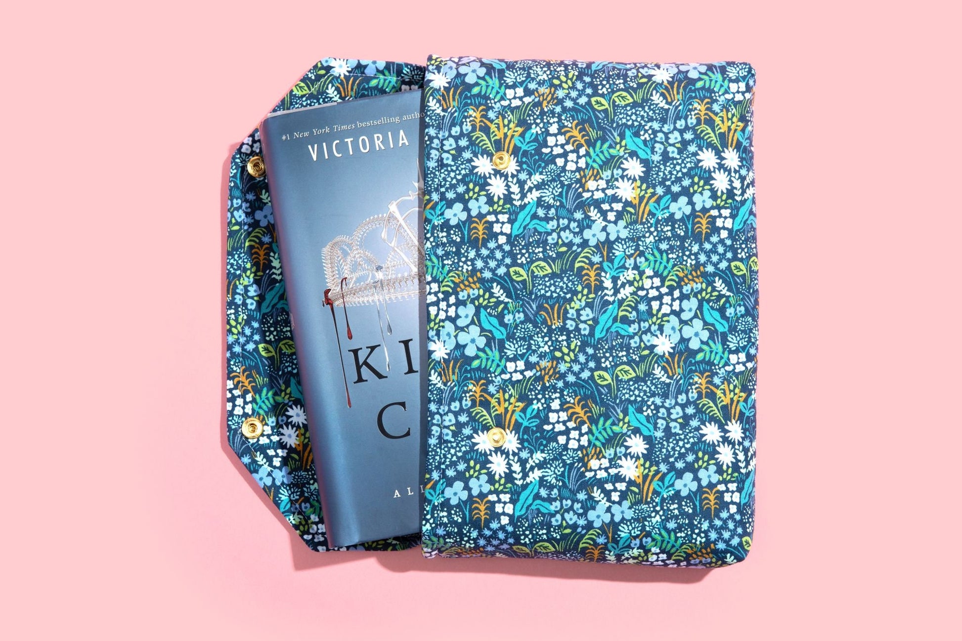 English Garden Meadow Rifle Paper Co Fabric Pink Blue Petite Deluxe Book Sleeve Full cover High End Custom Gift BookTok Floral Designer