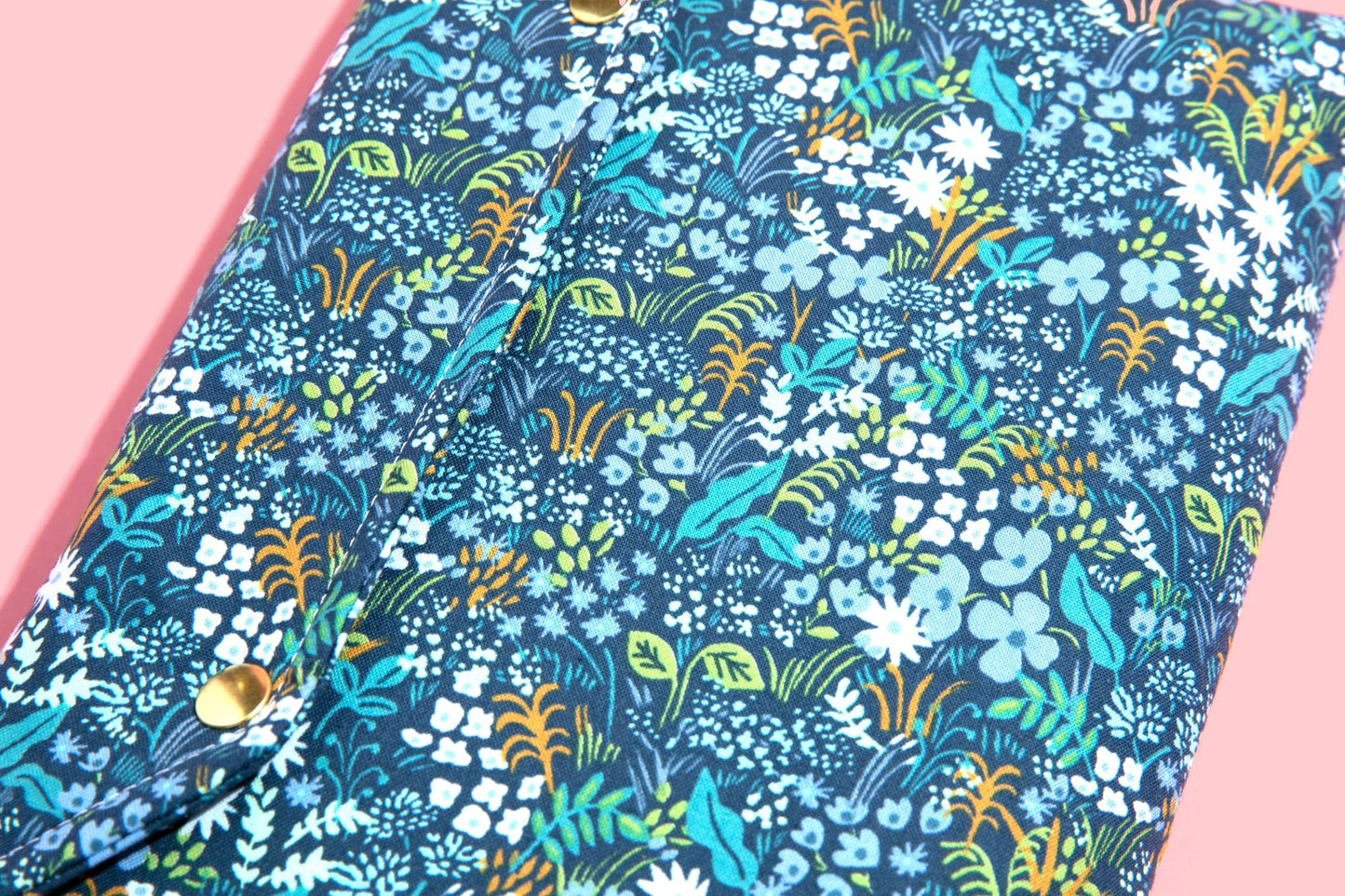 English Garden Meadow Rifle Paper Co Fabric Pink Blue Petite Deluxe Book Sleeve Full cover High End Custom Gift BookTok Floral Designer