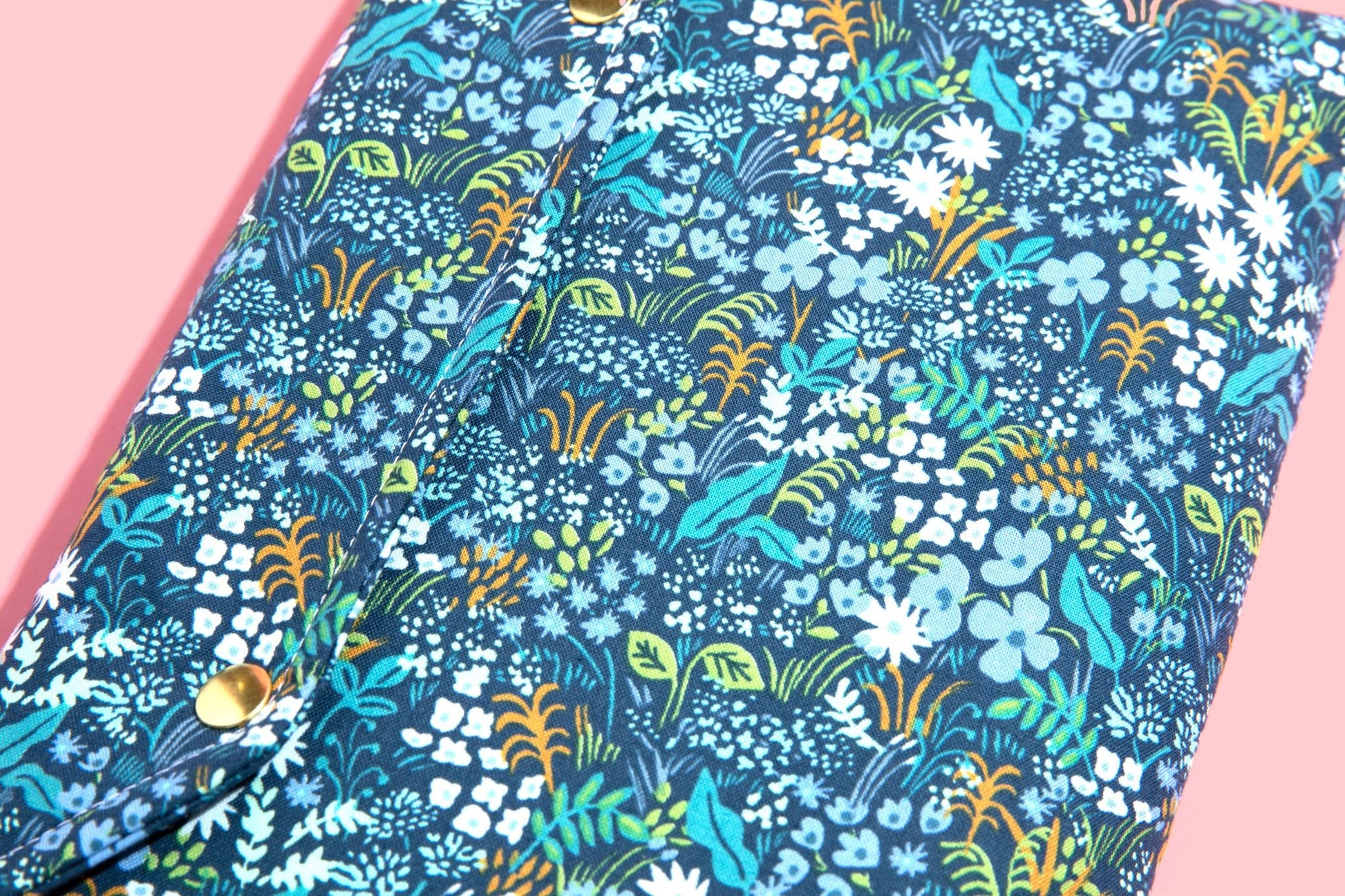 English Garden Meadow Rifle Paper Co Fabric Pink Blue Petite Deluxe Book Sleeve Full cover High End Custom Gift BookTok Floral Designer