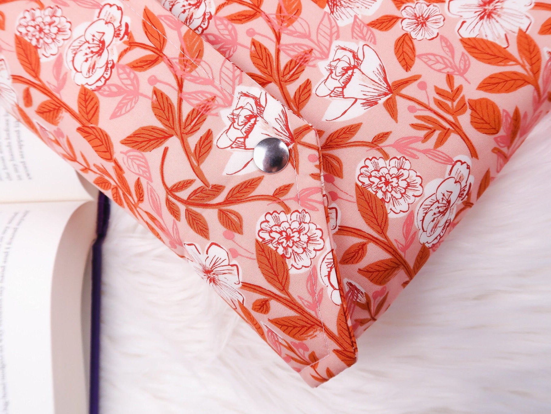 Envelope Book Sleeve with Closure Deluxe Book Sleeve Full cover High End Custom Gift BookTok Floral Pink Spring Rose Protective book