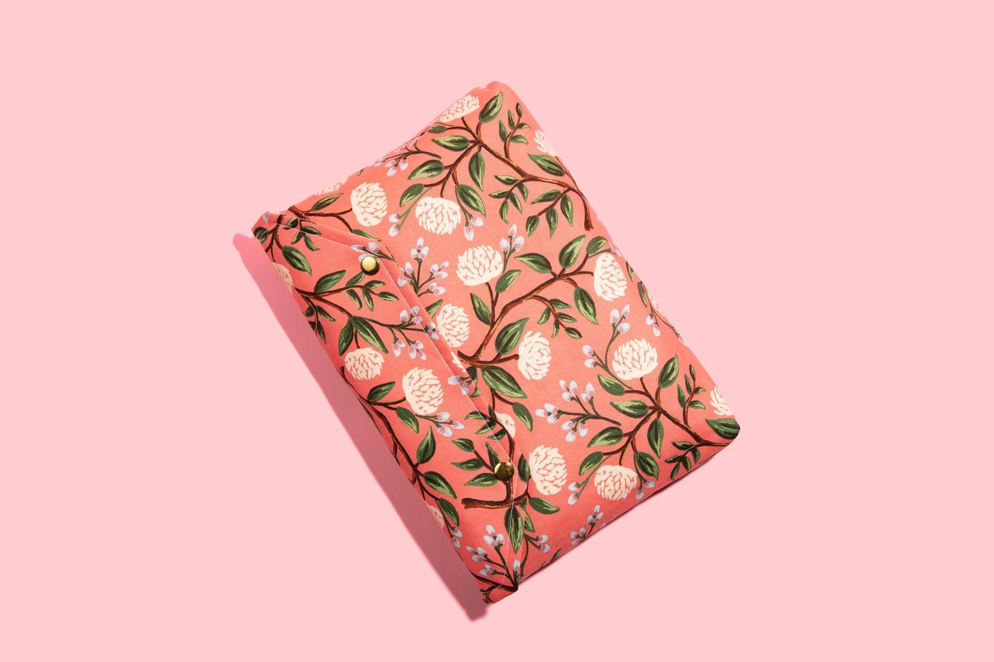 Envelope Book Sleeve with Closure Full Cover Book High End Custom Gift BookTok Floral Designer Rifle Paper Co Fabric Wildwood Peonies Pink