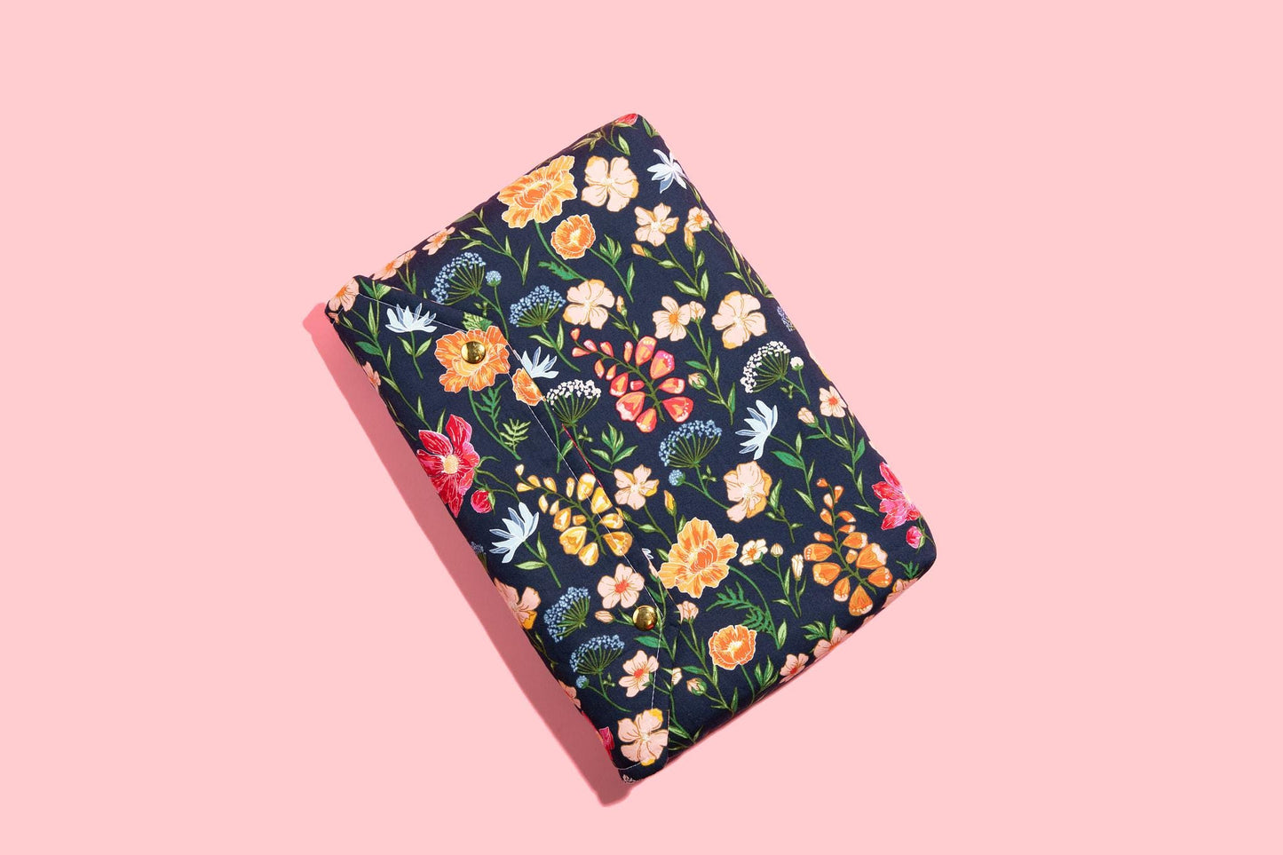 Protective Envelope Book Sleeve with Closure Deluxe Book Sleeve Full cover High End Custom Gift BookTok Floral Designer Navy Flower Fields