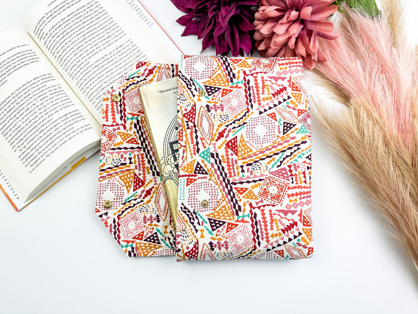 Envelope Book Sleeve with SNAP Closure Deluxe Book Sleeve Full Cover Protective Kindle Case Booktok Desert Texas Rose Southwest Tumbleweed