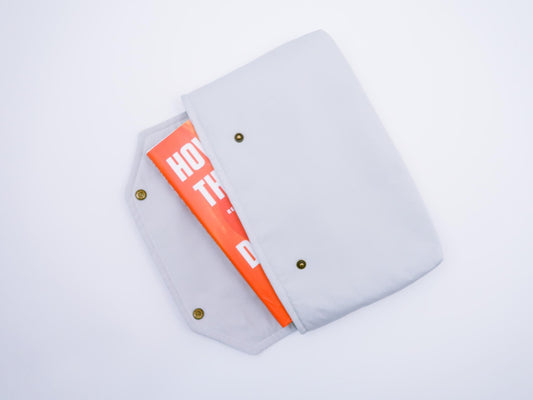 Envelope Book Sleeve with Closure Deluxe Book Sleeve Full cover High End Custom Gift BookTok Floral Designer Cream Men Protective Gray Grey