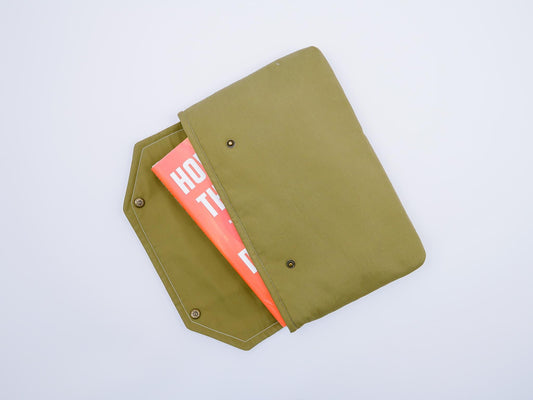 Envelope Book Sleeve with Closure Deluxe Book Sleeve Full cover High End Custom Gift BookTok Floral Designer Cream Men Protective Army Green