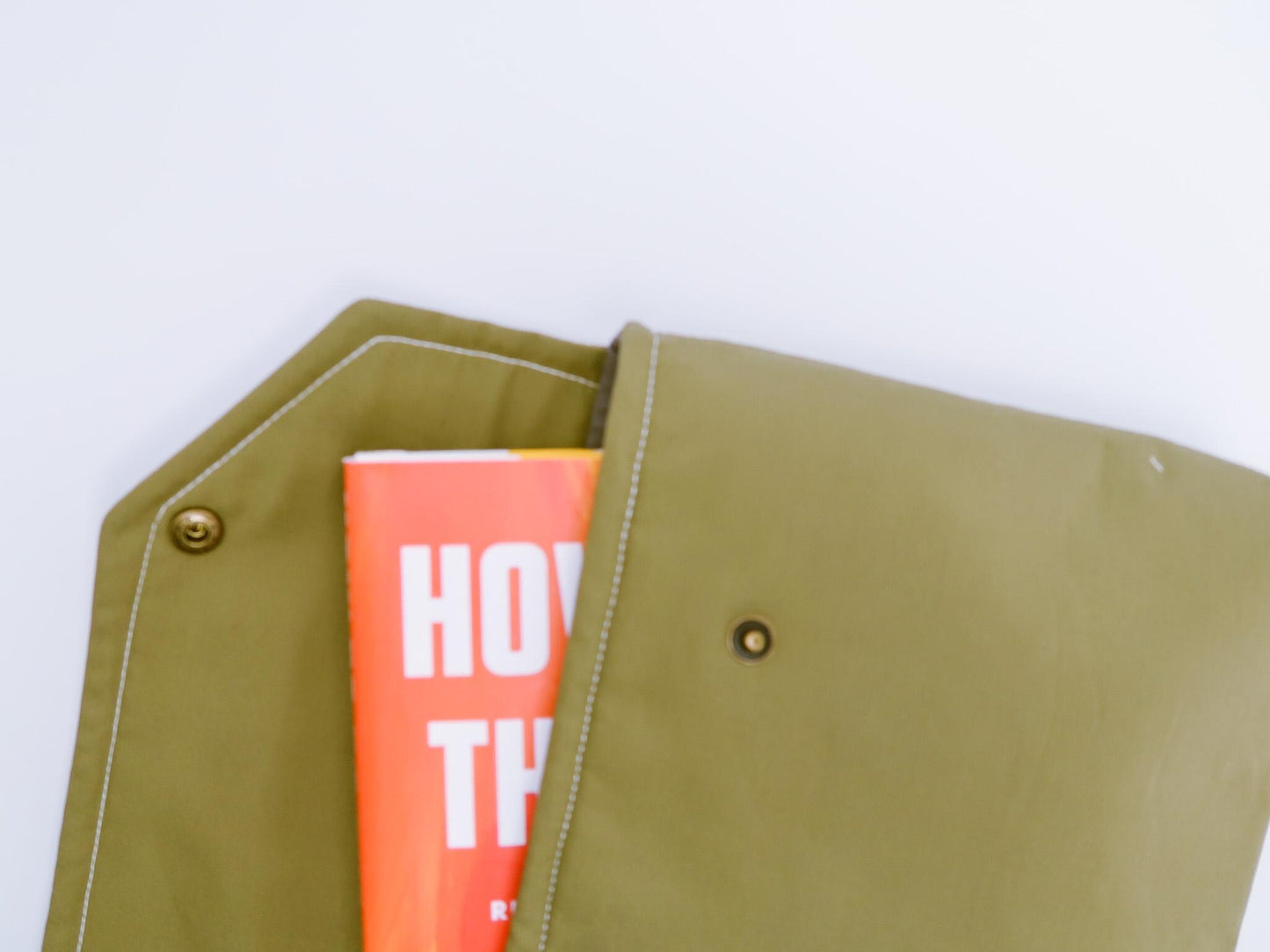 Envelope Book Sleeve with Closure Deluxe Book Sleeve Full cover High End Custom Gift BookTok Floral Designer Cream Men Protective Army Green