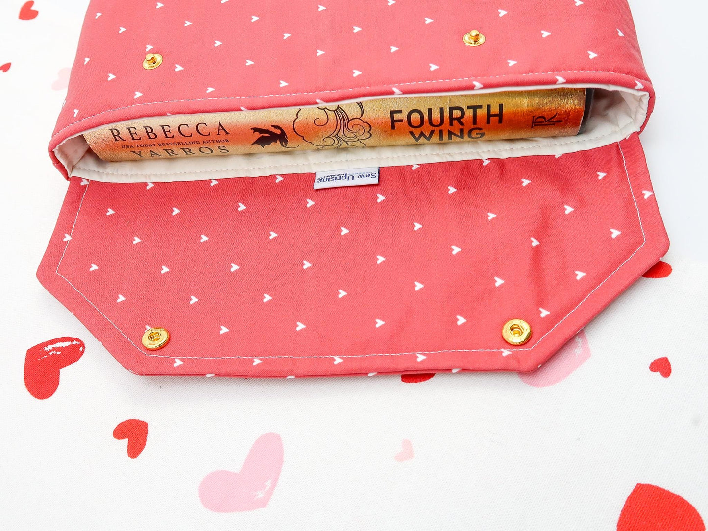 Envelope Book Sleeve with Closure Deluxe Book Sleeve Full cover High End Custom Gift BookTok Protective Valentine Red Heart Book Sleeve