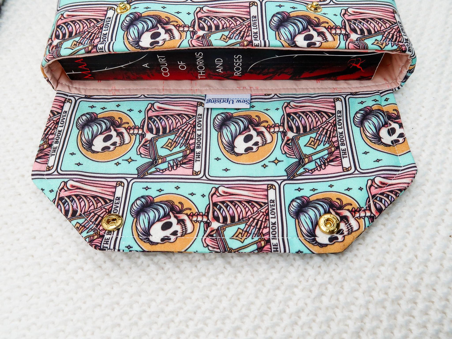 Envelope Book Sleeve with Secure Snap Closure BookSleeve Full cover High End Custom Gift BookTok Floral Designer Protective Romantasy Tarot