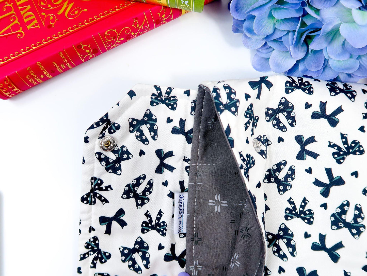 Protective padded book sleeve with secure double snap closure. Kindle Sleeve, Paperwhite, Oasis, Colorsoft, EReader Coquette black goth bow