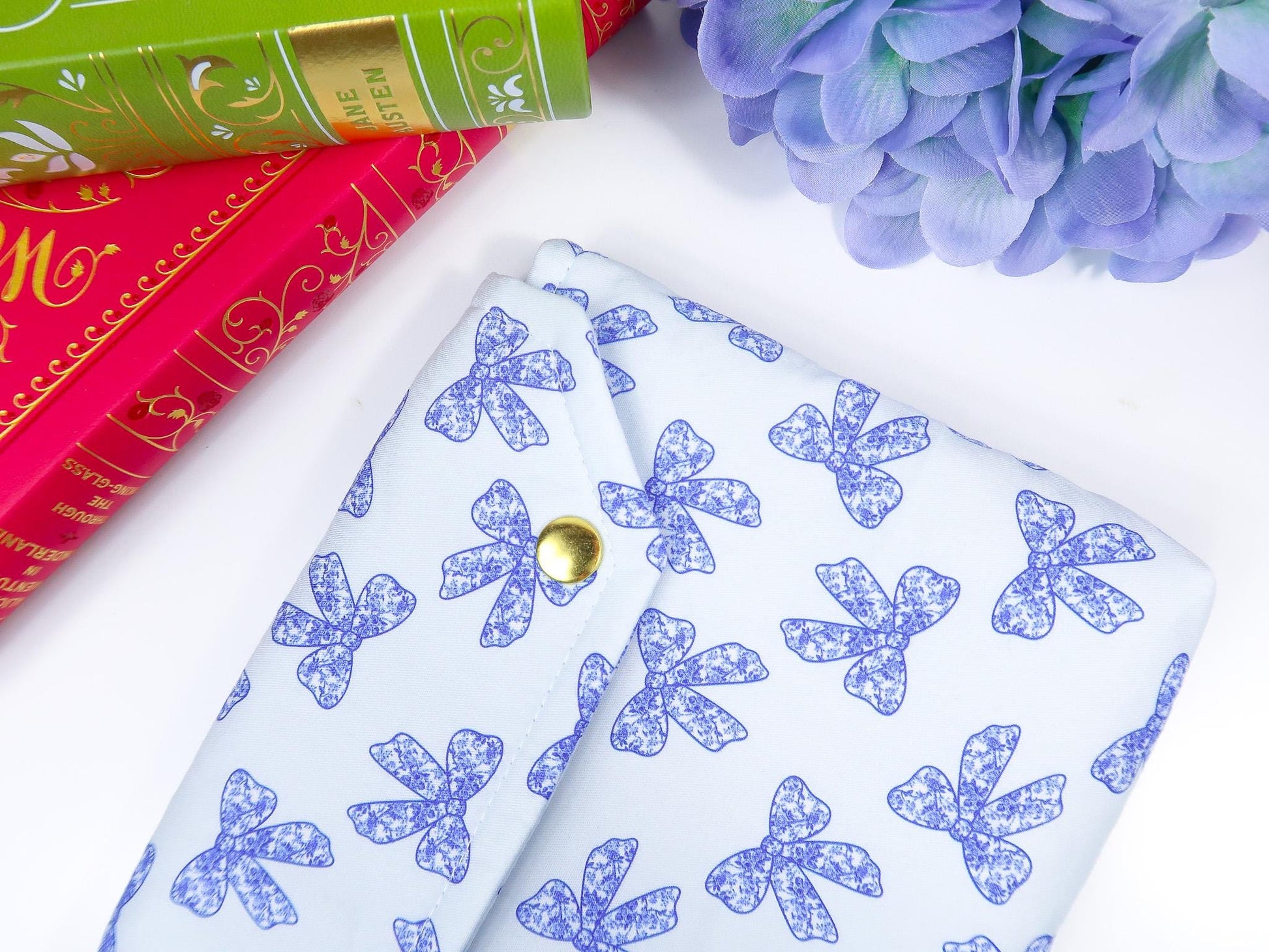 Protective padded book sleeve secure double snap closure. Kindle Sleeve, Paperwhite, Oasis, Colorsoft, EReader Coquette blue bow chinoiserie