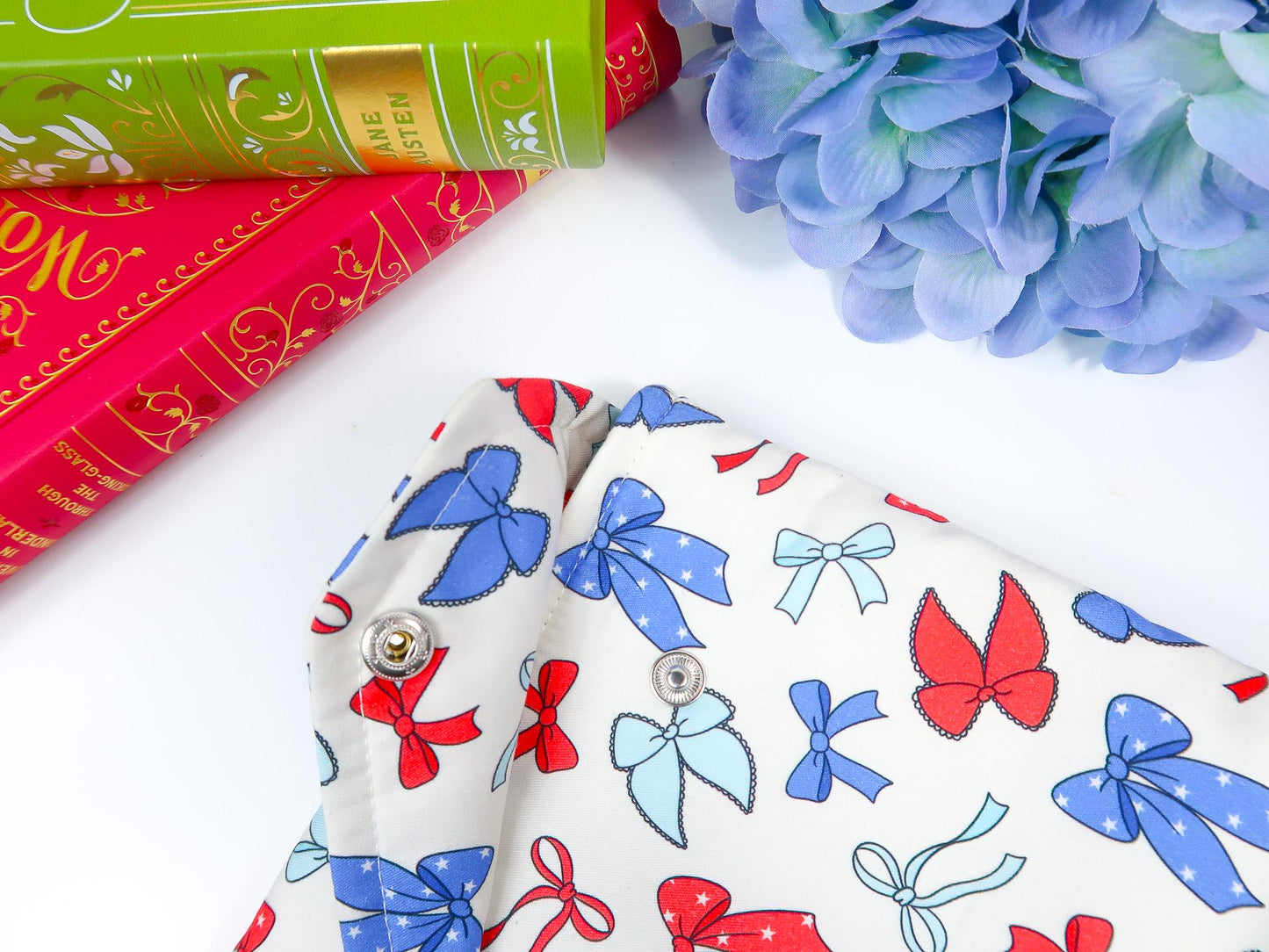 Protective padded book sleeve secure double snap closure. Kindle Sleeve, Paperwhite Oasis, Colorsoft, EReader Coquette red blue bow american