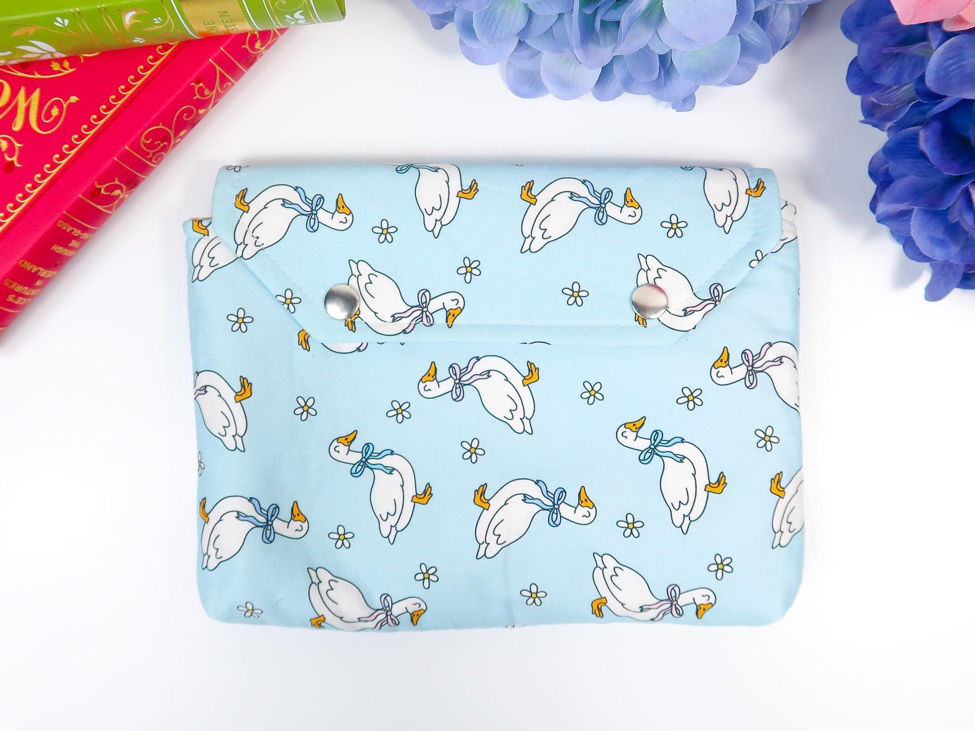Protective padded book sleeve secure double snap closure. Kindle Sleeve, Paperwhite, Oasis, Colorsoft, EReader Coquette silly goose duck