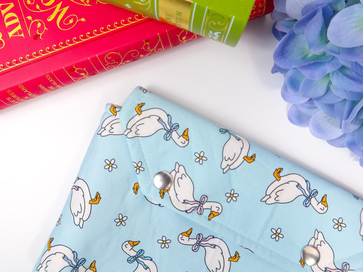 Protective padded book sleeve secure double snap closure. Kindle Sleeve, Paperwhite, Oasis, Colorsoft, EReader Coquette silly goose duck