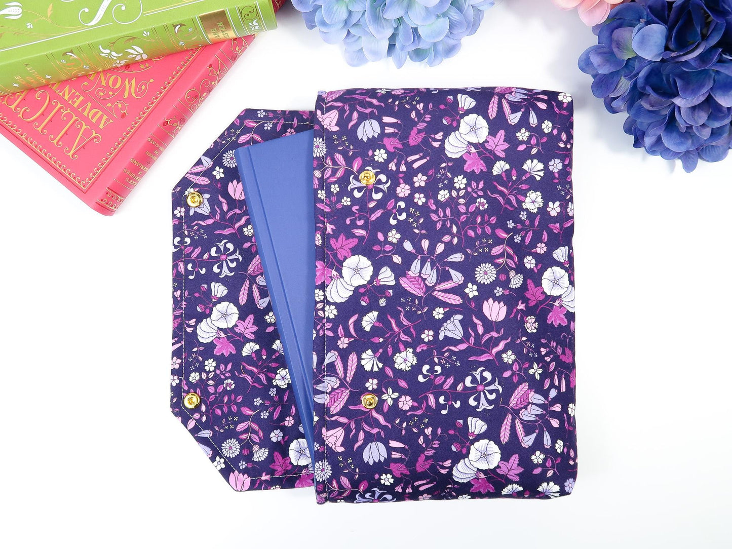 Protective padded book sleeve secure double snap closure. Kindle Sleeve, Paperwhite, Oasis, Colorsoft, EReader Purple Floral Dark Romantasy