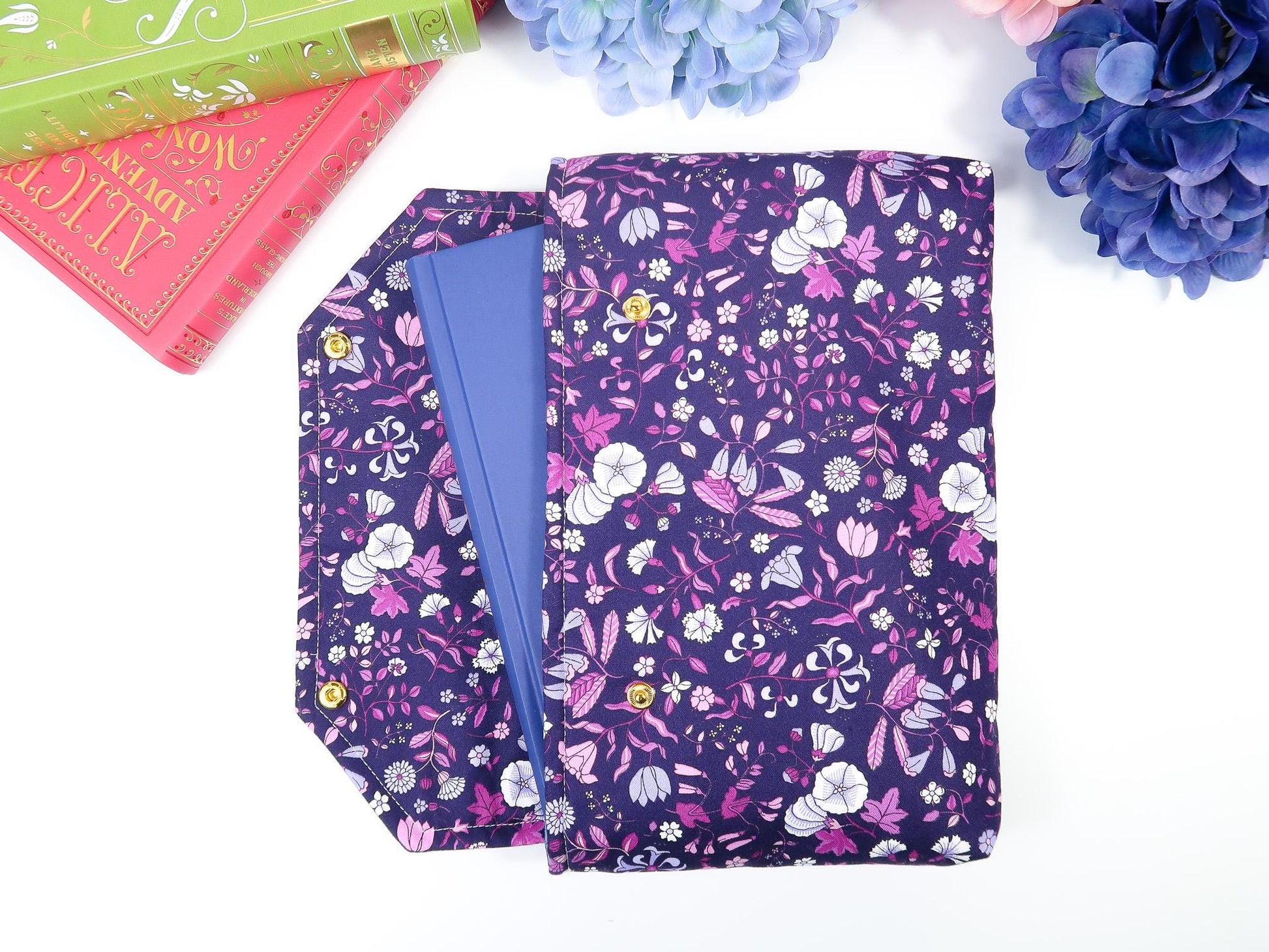 Protective padded book sleeve secure double snap closure. Kindle Sleeve, Paperwhite, Oasis, Colorsoft, EReader Purple Floral Dark Romantasy