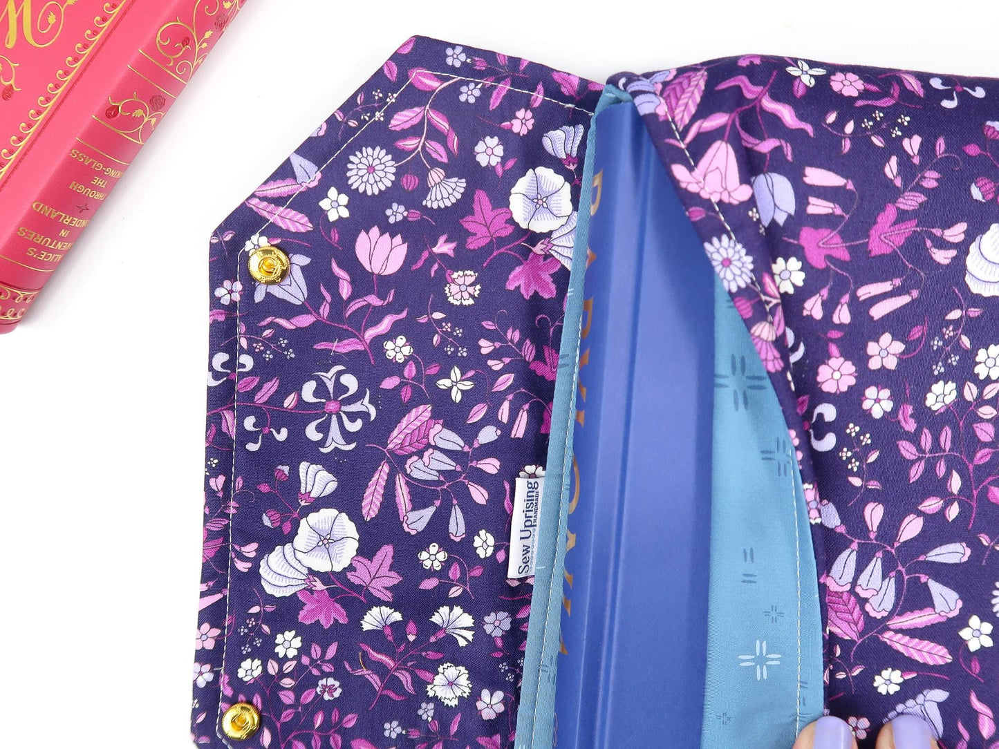 Protective padded book sleeve secure double snap closure. Kindle Sleeve, Paperwhite, Oasis, Colorsoft, EReader Purple Floral Dark Romantasy