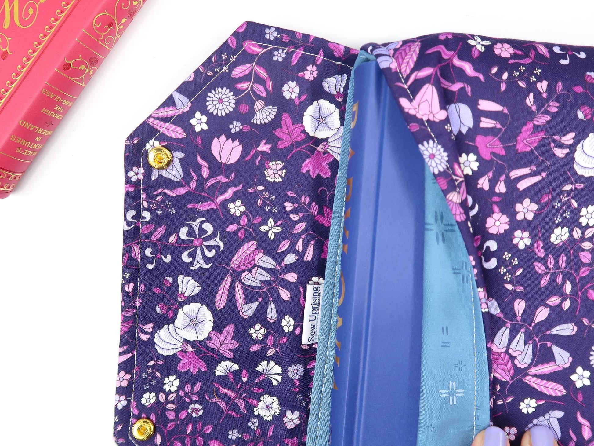 Protective padded book sleeve secure double snap closure. Kindle Sleeve, Paperwhite, Oasis, Colorsoft, EReader Purple Floral Dark Romantasy