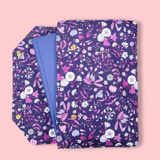 Protective padded book sleeve secure double snap closure. Kindle Sleeve, Paperwhite, Oasis, Colorsoft, EReader Purple Floral Dark Romantasy