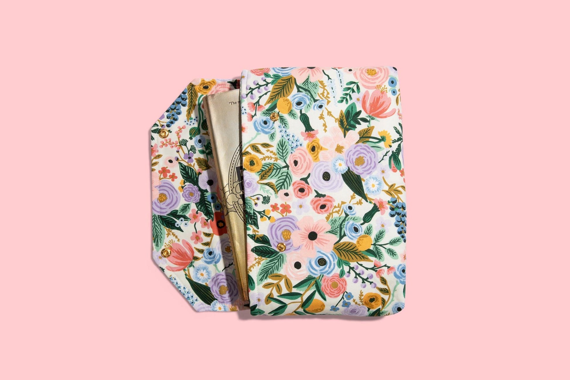 Envelope Book Sleeve with SNAP Closure Deluxe Book Sleeve Full Cover Kindle Booktok Rifle Paper Company garden party classic preppy - PASTEL