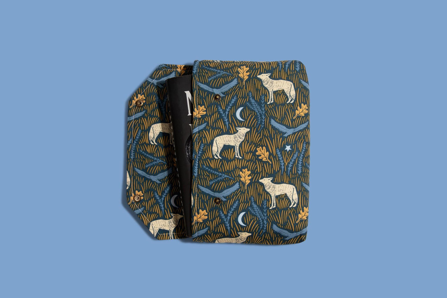 Envelope Book Sleeve with Closure Deluxe Book Sleeve Full cover High End Custom Gift BookTok Floral Designer Cream Wolf Men Protective book