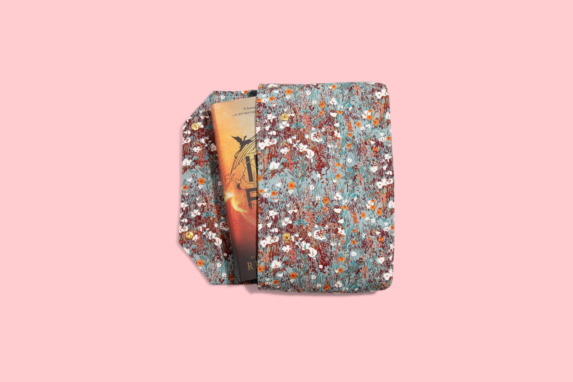 Envelope Book Sleeve with SNAP Closure Deluxe Book Sleeve Full Cover Protective Kindle Case Booktok Desert Rose Wildflower Southwest Fall