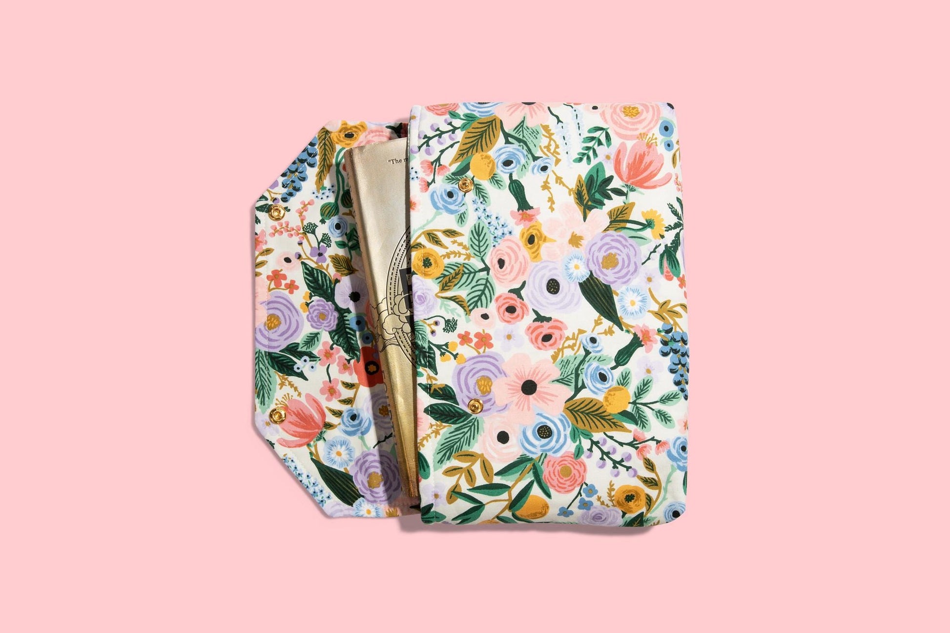 Envelope Book Sleeve with SNAP Closure Deluxe Book Sleeve Full Cover Kindle Booktok Rifle Paper Company garden party classic preppy - PASTEL