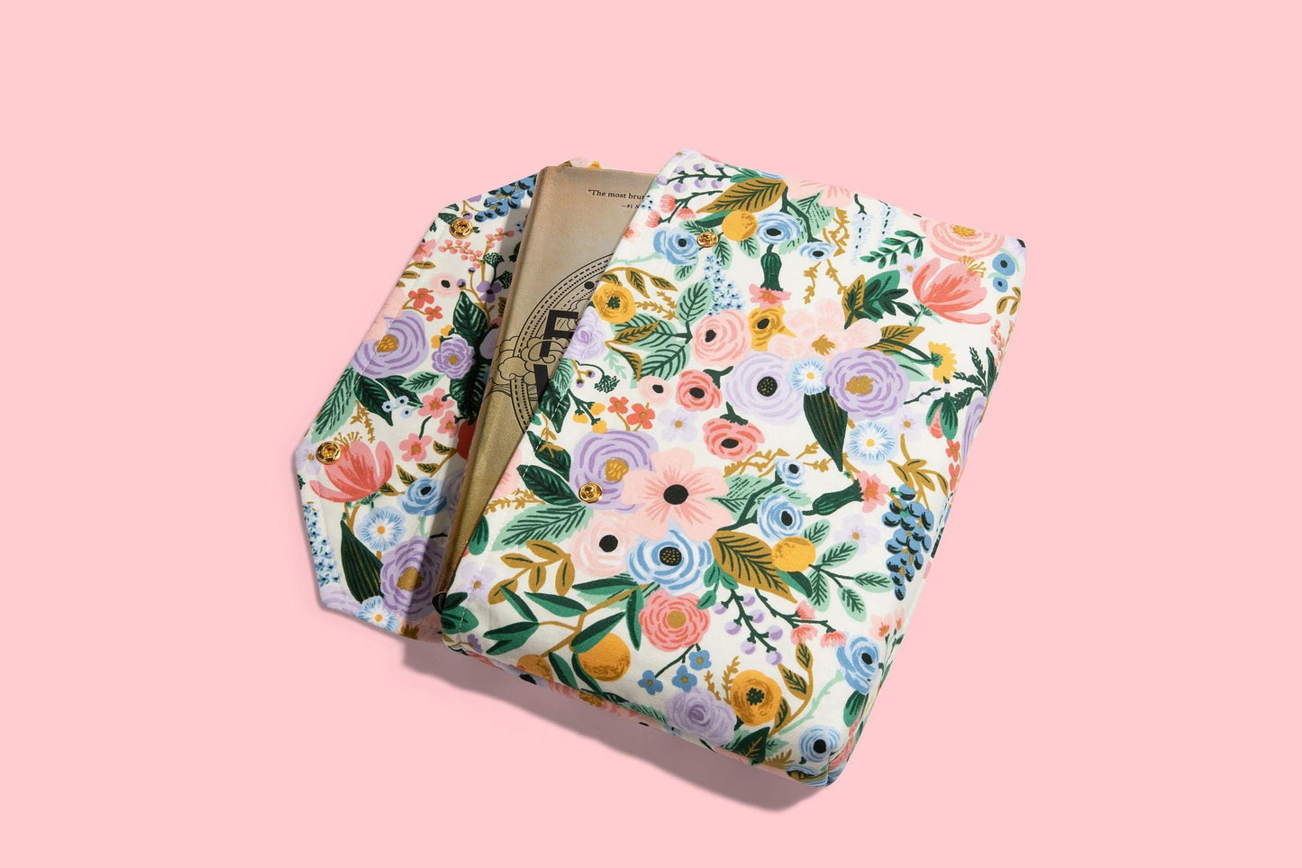 Envelope Book Sleeve with SNAP Closure Deluxe Book Sleeve Full Cover Kindle Booktok Rifle Paper Company garden party classic preppy - PASTEL