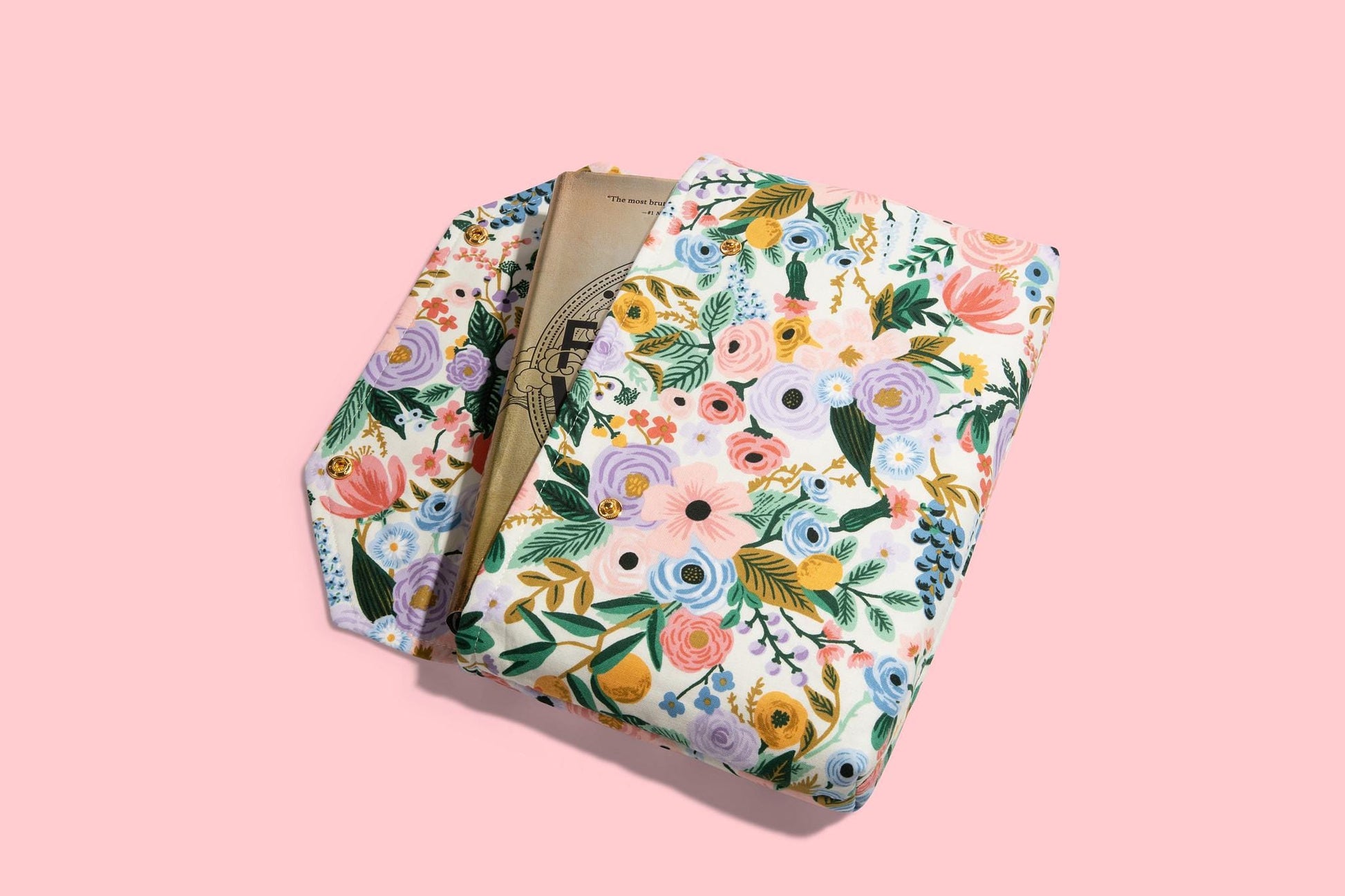 Envelope Book Sleeve with SNAP Closure Deluxe Book Sleeve Full Cover Kindle Booktok Rifle Paper Company garden party classic preppy - PASTEL