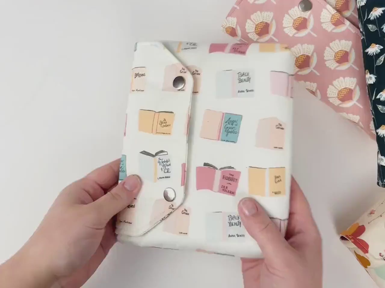 Protective Book Sleeve with Closure, envelope style kindle case with snap closure and machine washable