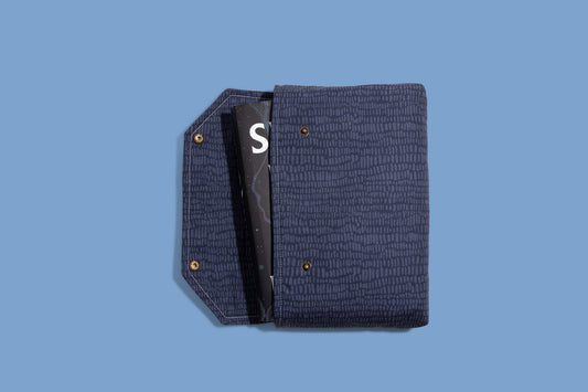 Dark Blue Hatch Fabric E-Reader and Book Sleeve
